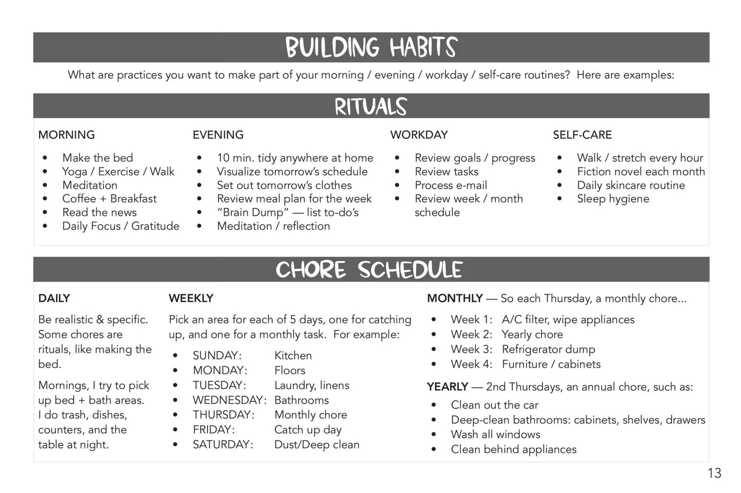 habits, rituals, and chores explainer