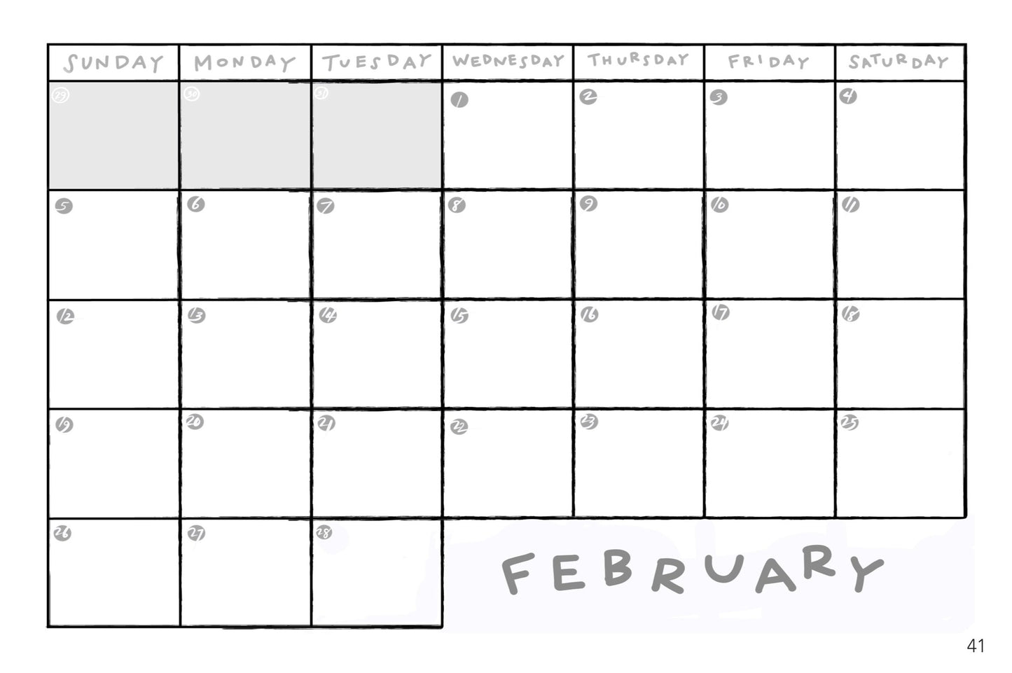 February month layout